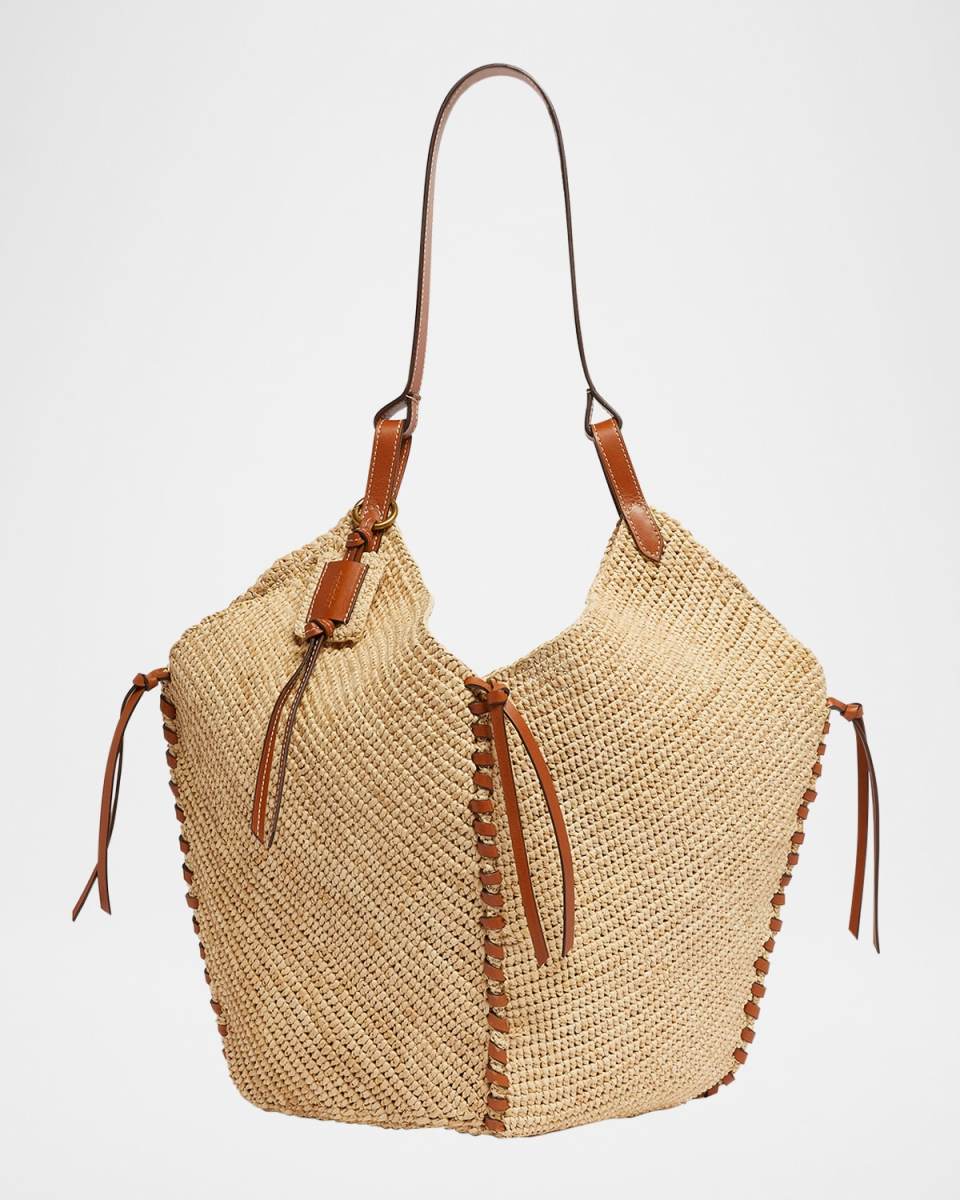 Tampa Raffia & Leather Shoulder Bag